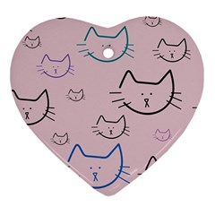 Cat Pattern Face Smile Cute Animals Beauty Ornament (heart) by Mariart