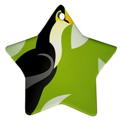 Cute Toucan Bird Cartoon Fly Yellow Green Black Animals Ornament (star) by Mariart