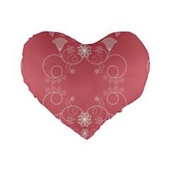 Flower Floral Leaf Pink Star Sunflower Standard 16  Premium Heart Shape Cushions by Mariart
