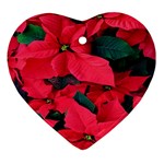 Red Poinsettia Flower Heart Ornament (Two Sides) Front