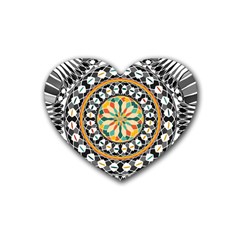 High Contrast Mandala Rubber Coaster (heart)  by linceazul