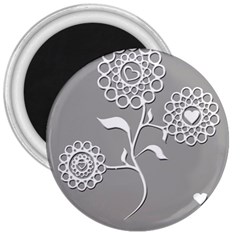 Flower Heart Plant Symbol Love 3  Magnets by Nexatart
