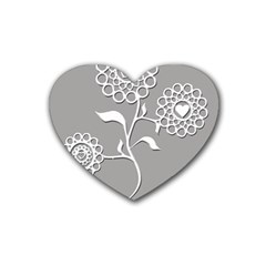 Flower Heart Plant Symbol Love Rubber Coaster (heart)  by Nexatart