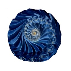 Blue Fractal Abstract Spiral Standard 15  Premium Flano Round Cushions by Nexatart