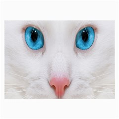 Beautiful White Face Cat Animals Blue Eye Large Glasses Cloth (2-side) by Mariart