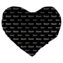 Beauty Moments Phrase Pattern Large 19  Premium Flano Heart Shape Cushions by dflcprints