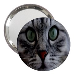 Cat Face Eyes Gray Fluffy Cute Animals 3  Handbag Mirrors by Mariart