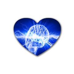 Lightning Brain Blue Heart Coaster (4 Pack)  by Mariart