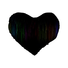 Line Rain Rainbow Light Stripes Lines Flow Standard 16  Premium Heart Shape Cushions by Mariart