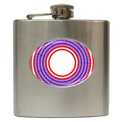 Stars Stripes Circle Red Blue Space Round Hip Flask (6 Oz) by Mariart