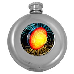Cross Section Earth Field Lines Geomagnetic Hot Round Hip Flask (5 Oz) by Mariart