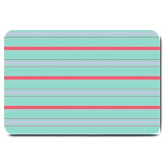 Horizontal Line Blue Red Large Doormat  by Mariart