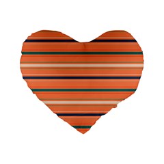 Horizontal Line Orange Standard 16  Premium Heart Shape Cushions by Mariart