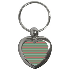 Horizontal Line Red Green Key Chains (heart)  by Mariart