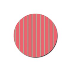 Line Red Grey Vertical Rubber Round Coaster (4 Pack)  by Mariart
