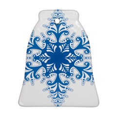 Snowflakes Blue Flower Bell Ornament (two Sides) by Mariart