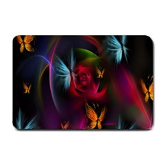 Beautiful Butterflies Rainbow Space Small Doormat  by Mariart