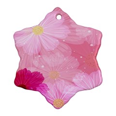 Cosmos Flower Floral Sunflower Star Pink Frame Ornament (snowflake) by Mariart