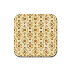 Flower Brown Star Rose Rubber Coaster (square)  by Mariart