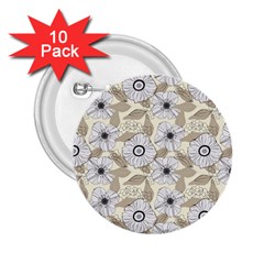 Flower Rose Sunflower Gray Star 2 25  Buttons (10 Pack)  by Mariart