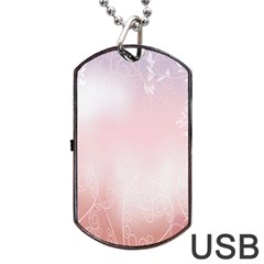Love Heart Pink Valentine Flower Leaf Dog Tag Usb Flash (two Sides) by Mariart