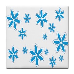 Star Flower Blue Tile Coasters by Mariart