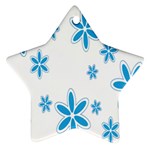 Star Flower Blue Star Ornament (Two Sides) Back
