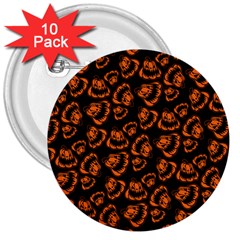 Pattern Halloween Jackolantern 3  Buttons (10 Pack)  by iCreate
