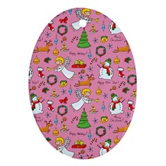 Christmas Pattern Ornament (oval) by Valentinaart