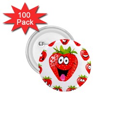 Strawberry Fruit Emoji Face Smile Fres Red Cute 1 75  Buttons (100 Pack)  by Alisyart