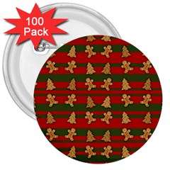 Ginger Cookies Christmas Pattern 3  Buttons (100 Pack)  by Valentinaart