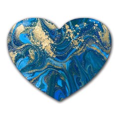 Ocean Blue Gold Marble Heart Mousepads by NouveauDesign