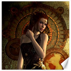 Wonderful Steampunk Women With Clocks And Gears Canvas 20  X 20   by FantasyWorld7
