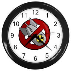 No Nuclear Weapons Wall Clocks (black) by Valentinaart