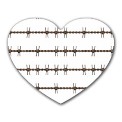 Barbed Wire Brown Heart Mousepads by Mariart