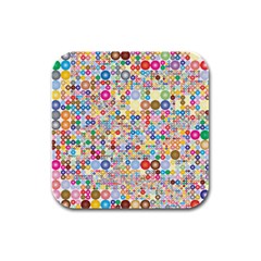 Circle Rainbow Polka Dots Rubber Square Coaster (4 Pack)  by Mariart