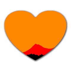 Mountains Natural Orange Red Black Heart Mousepads by Mariart