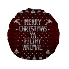 Ugly Christmas Sweater Standard 15  Premium Round Cushions by Valentinaart