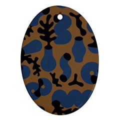 Superfiction Object Blue Black Brown Pattern Ornament (oval) by Mariart