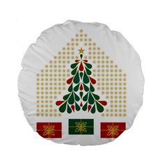 Christmas Tree Present House Star Standard 15  Premium Round Cushions by Celenk