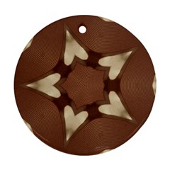 Chocolate Brown Kaleidoscope Design Star Round Ornament (two Sides) by yoursparklingshop