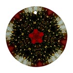 Christmas Wreath Stars Green Red Elegant Ornament (Round) Front