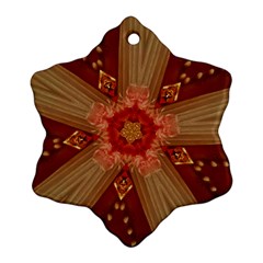 Red Star Ribbon Elegant Kaleidoscopic Design Snowflake Ornament (two Sides) by yoursparklingshop
