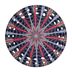 Red White Blue Kaleidoscopic Star Flower Design Ornament (round Filigree) by yoursparklingshop