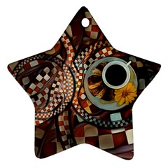 Midnight Never Ends, A Red Checkered Diner Fractal Star Ornament (two Sides) by jayaprime