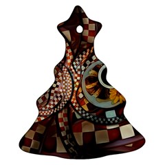Midnight Never Ends, A Red Checkered Diner Fractal Christmas Tree Ornament (two Sides) by jayaprime