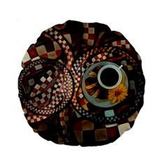 Midnight Never Ends, A Red Checkered Diner Fractal Standard 15  Premium Round Cushions by jayaprime