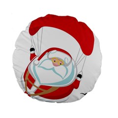 Skydiving Christmas Santa Claus Standard 15  Premium Round Cushions by Alisyart