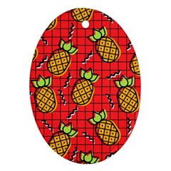 Fruit Pineapple Red Yellow Green Oval Ornament (two Sides) by Alisyart