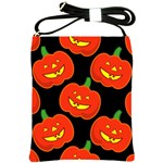 Halloween Party Pumpkins Face Smile Ghost Orange Black Shoulder Sling Bags Front